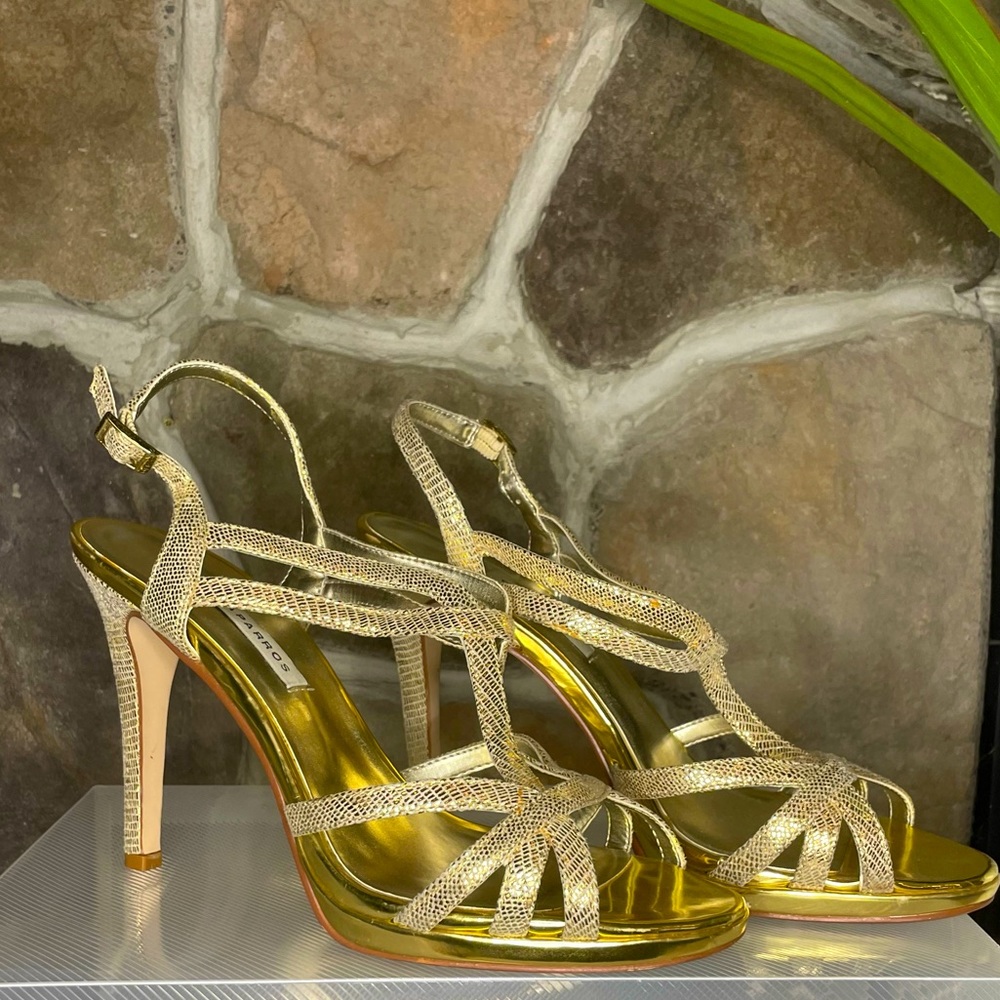 Gold Caparros Strappy Heels - Size 8.5